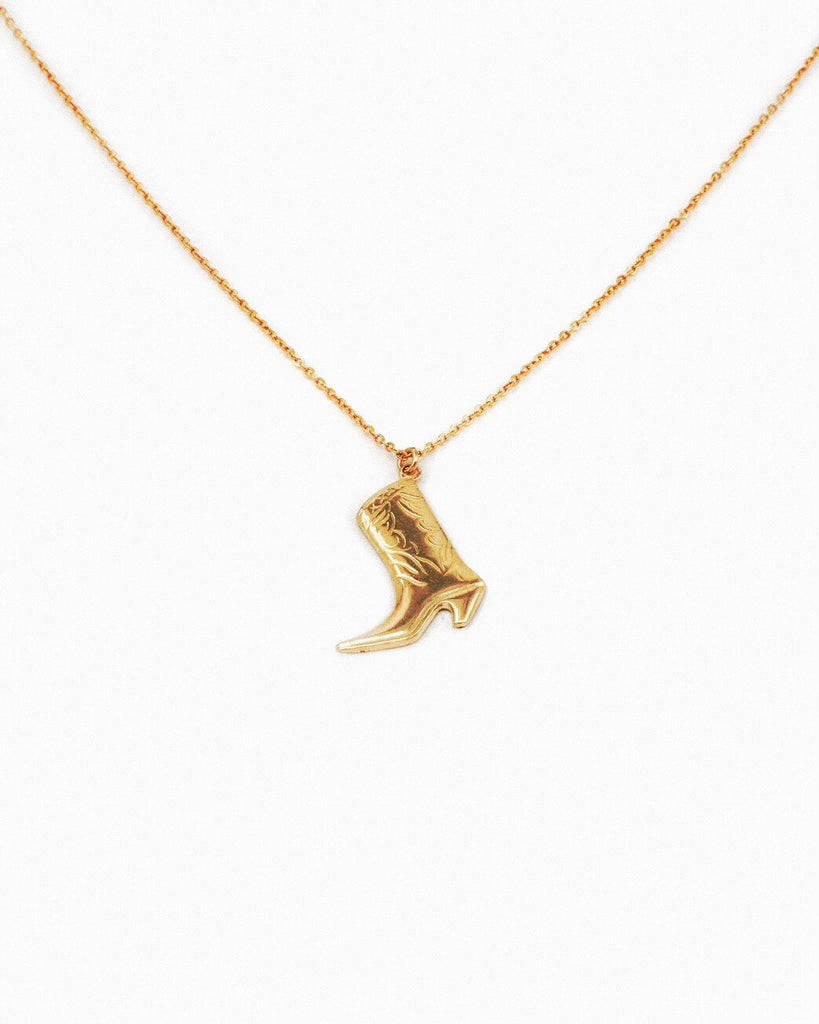 gold cowboy boot necklace